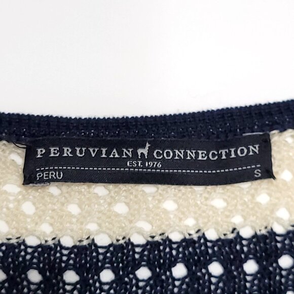 Peruvian Connection Womens Pima Cotton Long Sleeve Mesh Top Size S Stripe Preppy - Picture 8 of 9